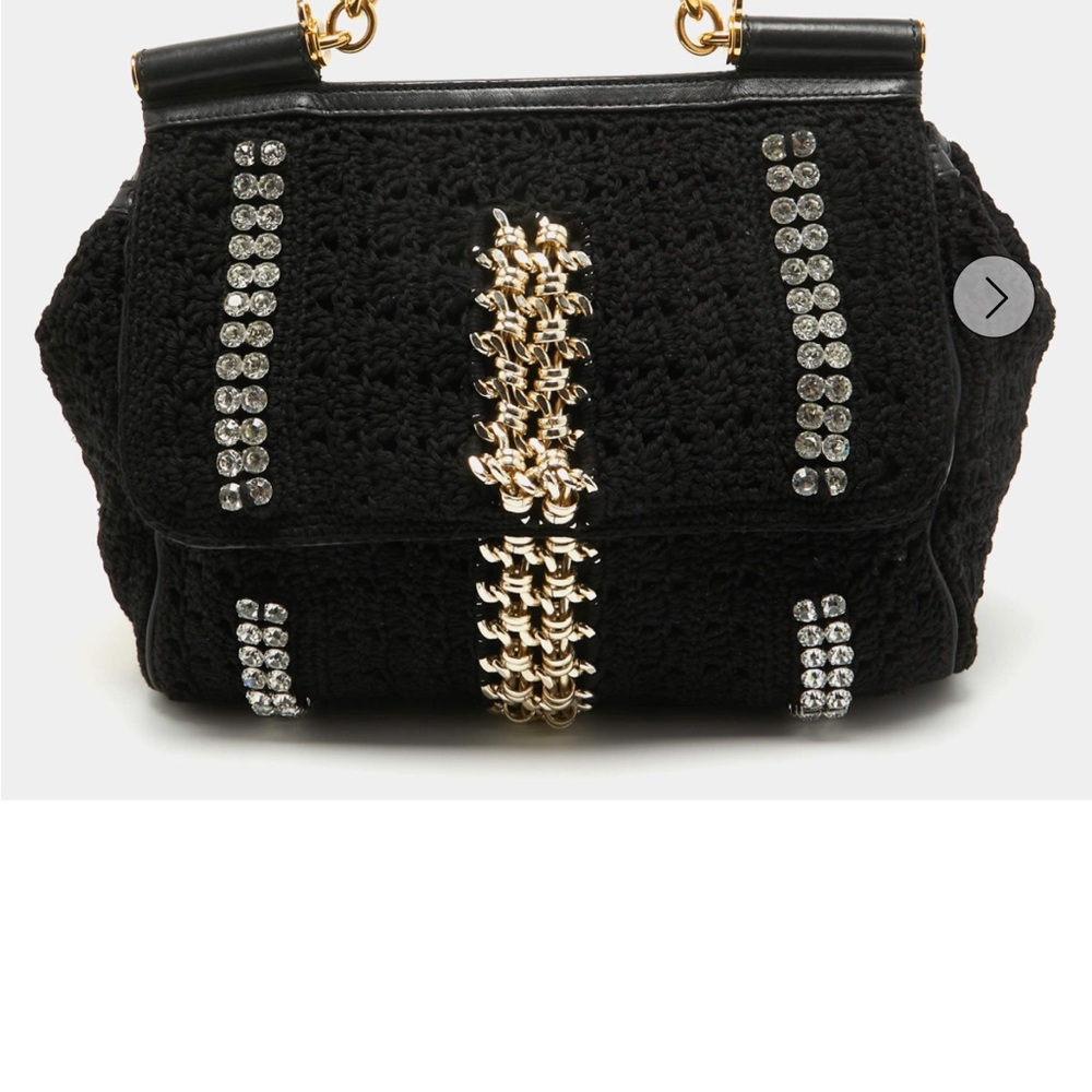 Dolce & Gabbana Crochet Miss Sicily Black, Gold and Jeweled Bag